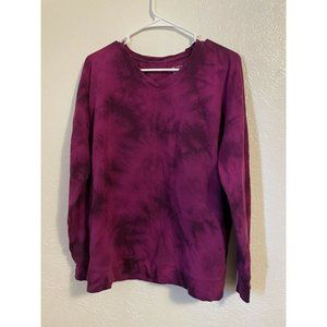 Tek Gear Womens V Neck Sweatshirt Tie Dye Purple C